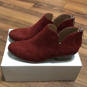 Rust suede booties